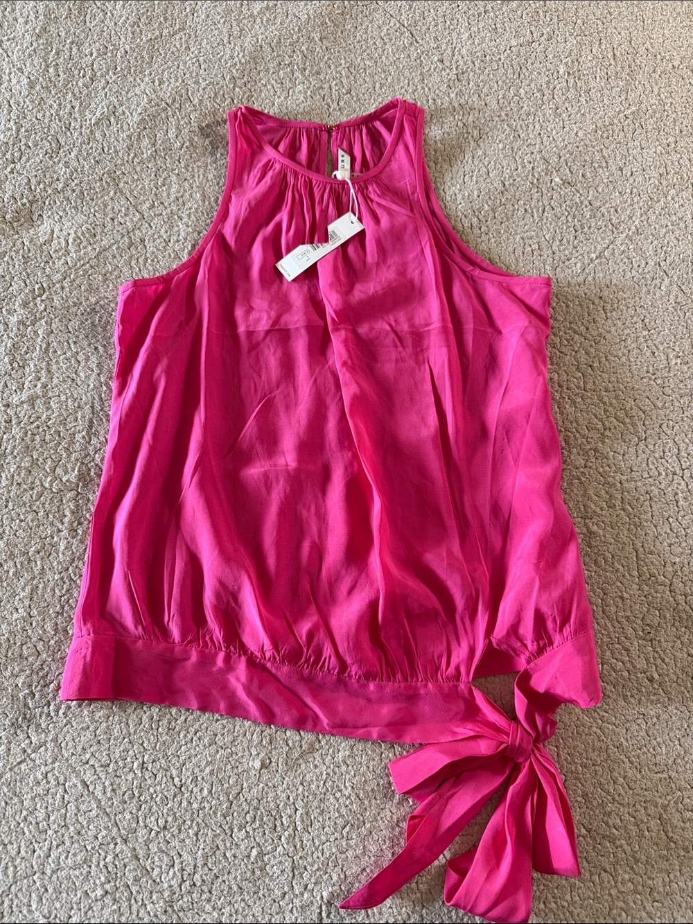 Trina Turk Summerland Sleeveless Hot Pink Tie-Hem Top Small New